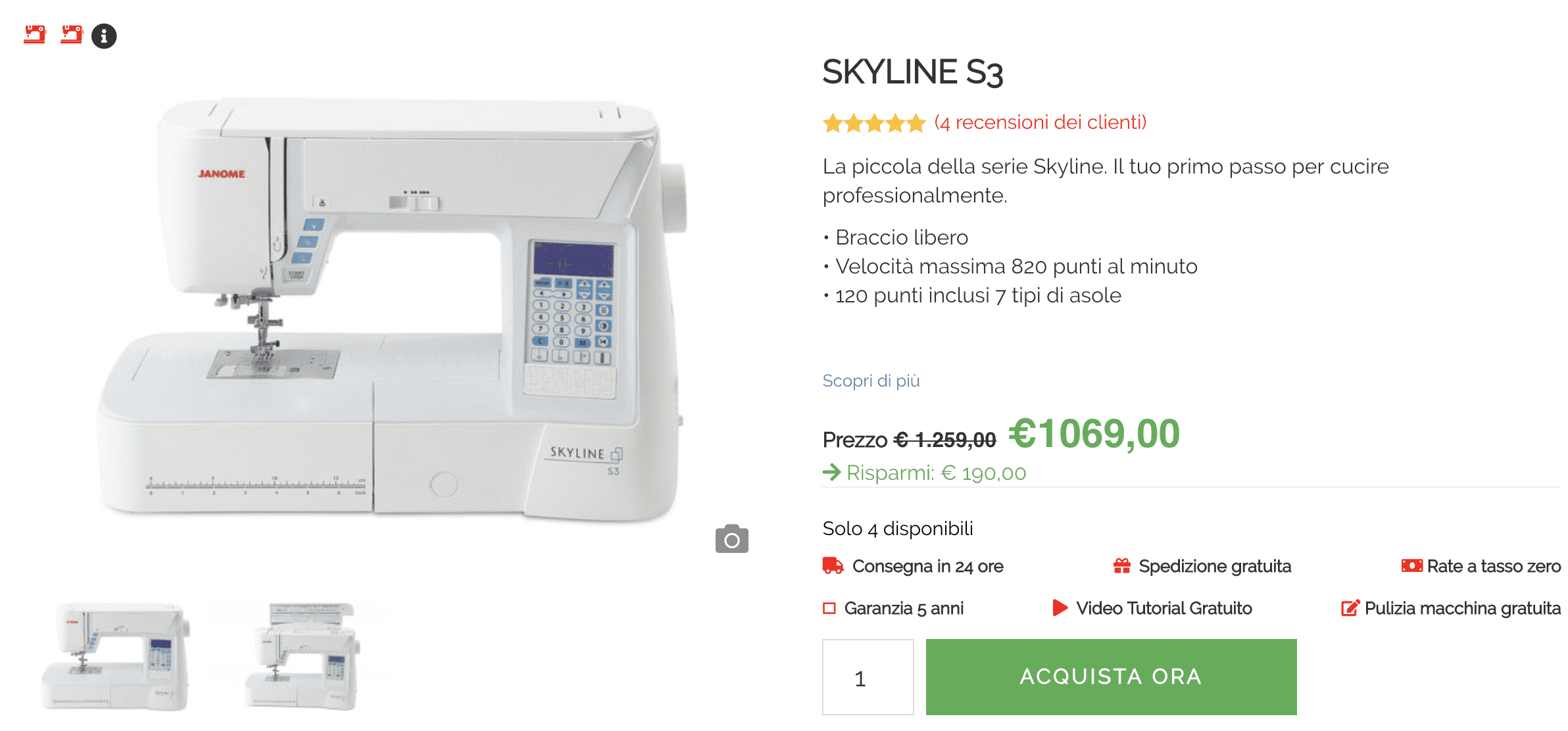 janome skyline s3 rate in rete