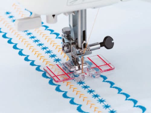 janome macchine da cucire piedino con soletta trasparente per punti decorativi con linee guida